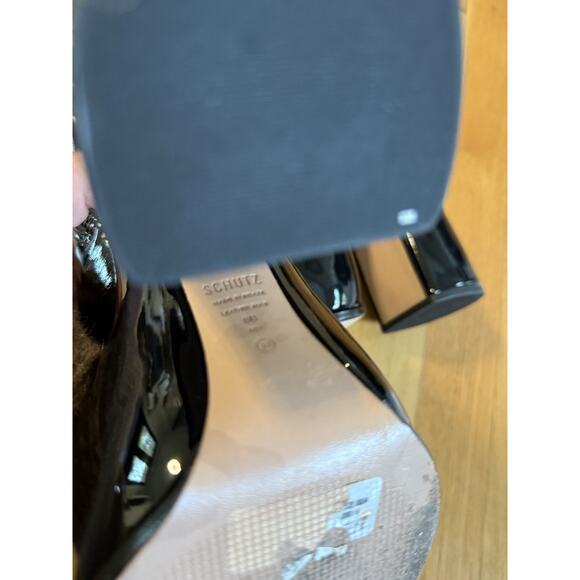 Schutz Black Patent Leather Platform 6” Heel Over Knee Boots 8 Sexy Pretty Woman - Picture 6 of 10